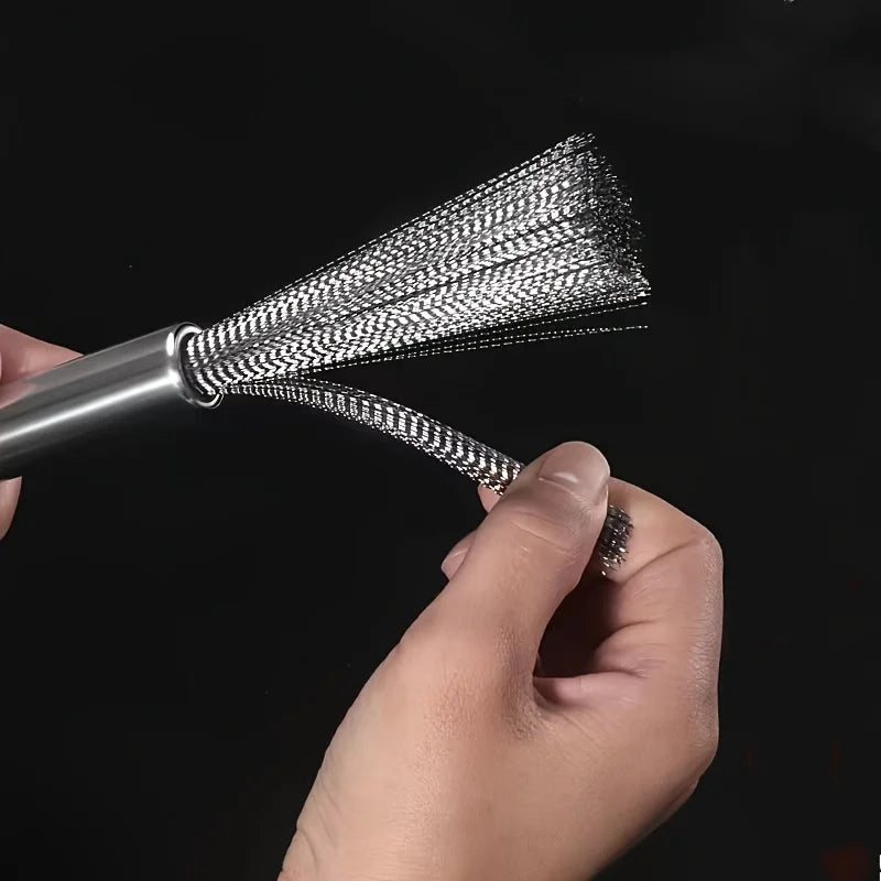 Commercial Stainless Steel Scrubber - Heavy Duty Long Handle Rust-Resistant for Pots, Pans & Grill Cleaning