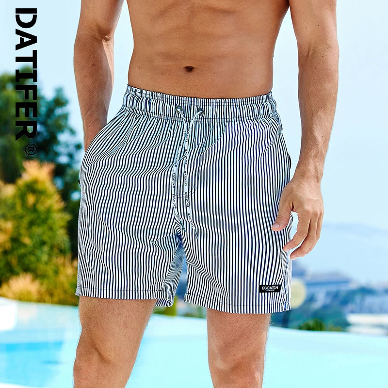 Men's breathable summer boardshorts by ShopHub NZ with quick-dry mesh liner, pockets, ideal for gym and running activities.