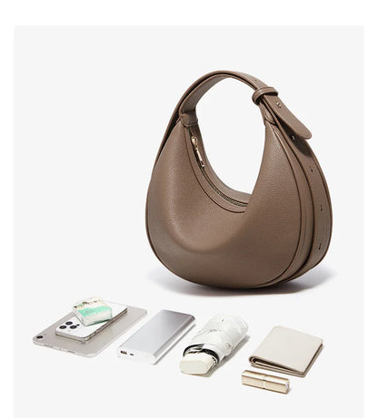 FOXER Women's Shoulder Bag PU Leather New Lady Crescent Underarm Bag Fashion Minimalist Crossbody Bag for Daily Casual Outfit