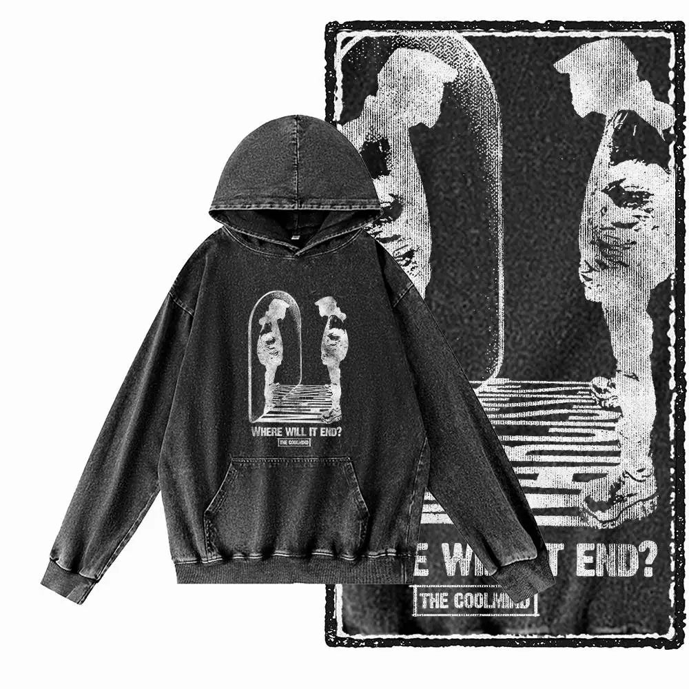 After Dark Acid-Washed Black Graphic Hoodie