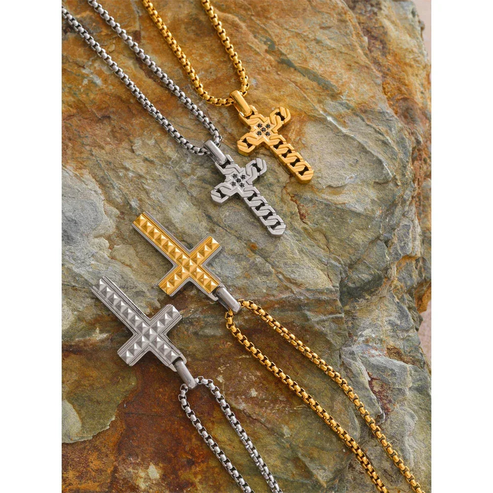 Stainless Steel Creative Cross Pendant Necklace - ShopHub