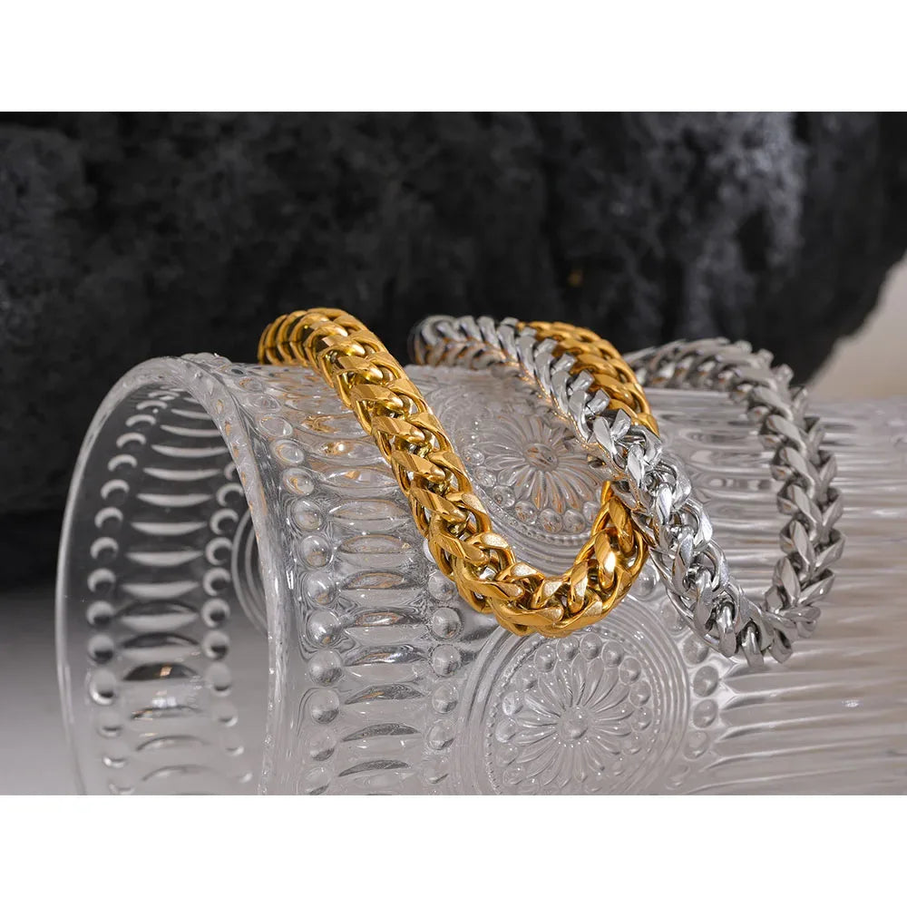 High-Quality Stainless Steel Round Cuban Chain Bracelet - ShopHub