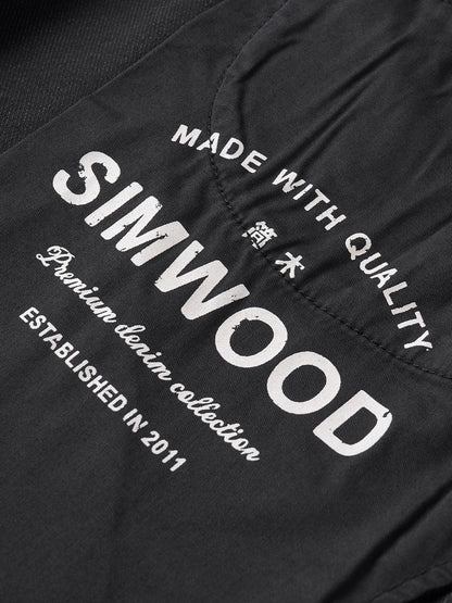 SIMWOOD 2026 Autumn New Loose Straight 13oz Elastic Fabric Jeans Men Washed Vintgae Basic Black Denim Trousers