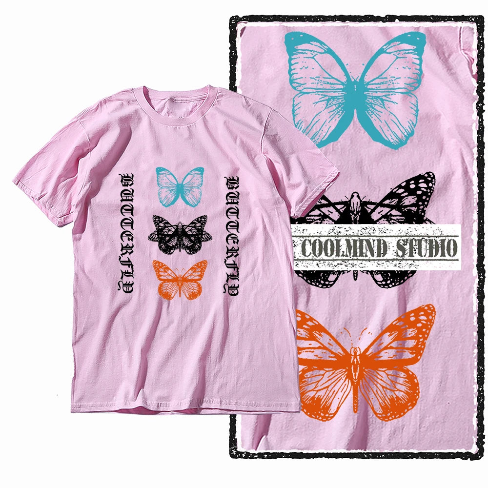 COOLMIND X0119 Wings of Joy Butterfly Cotton Tee