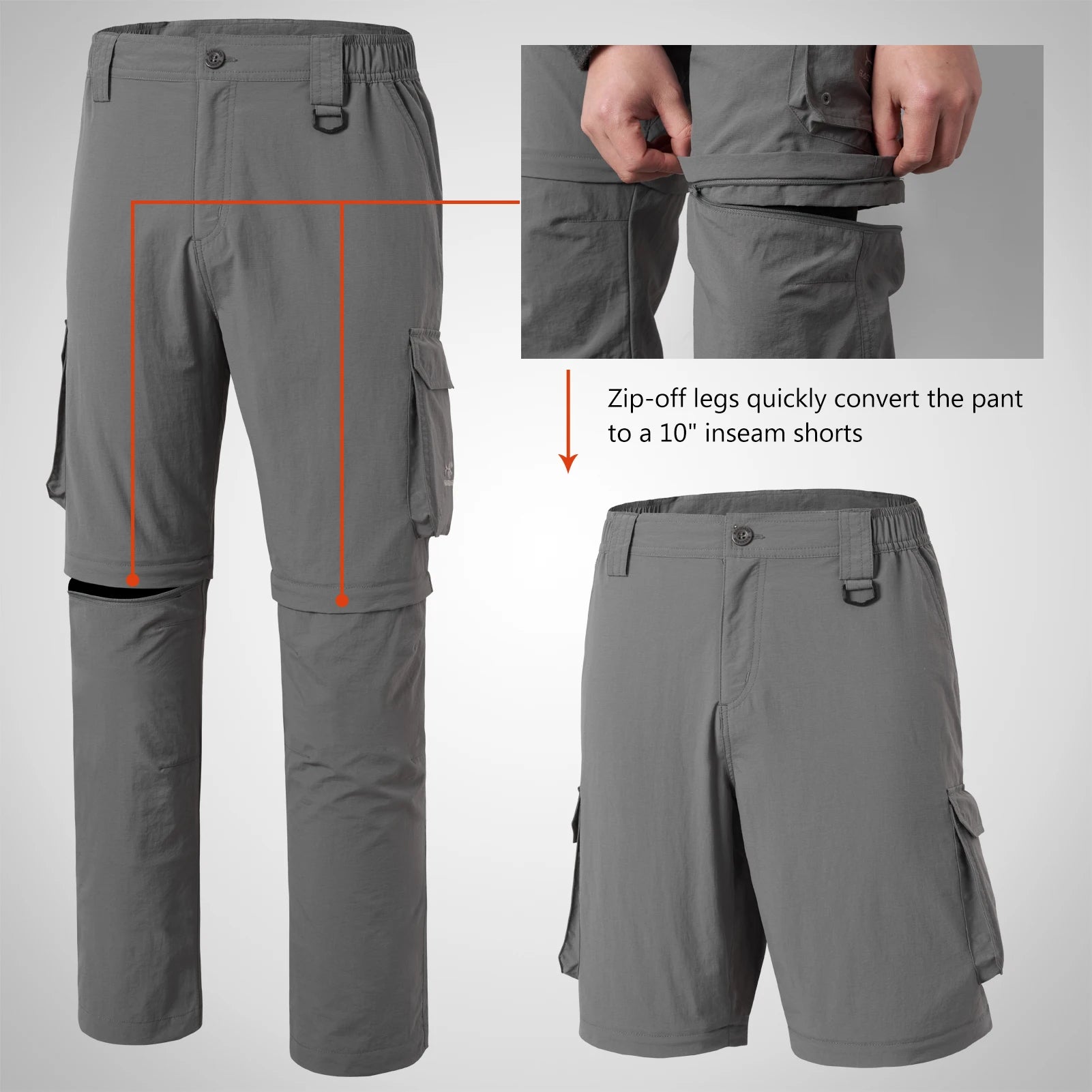 BASSDASH Men’s Outdoor Quick Dry Convertible Pants ShopHub