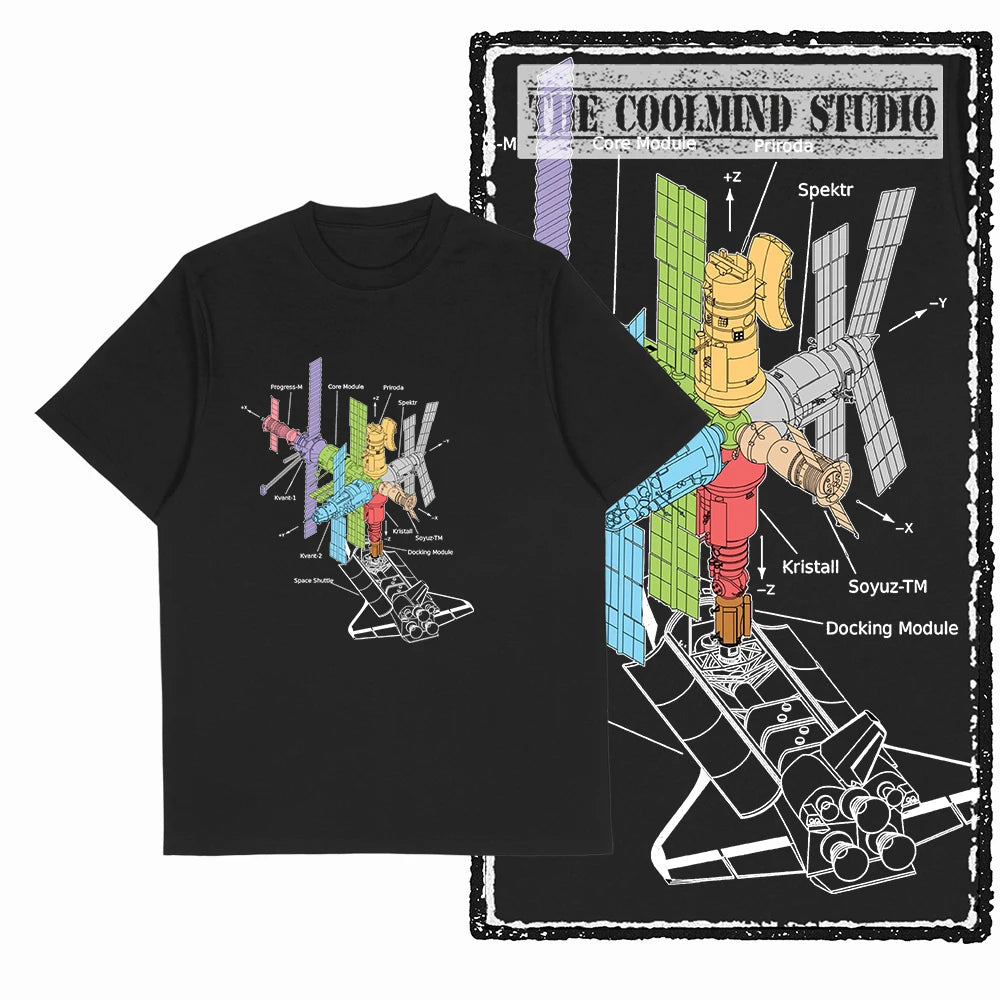 COOLMIND Z1149 Space Station Graphic Cotton Tee