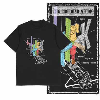 COOLMIND Z1149 Space Station Graphic Cotton Tee