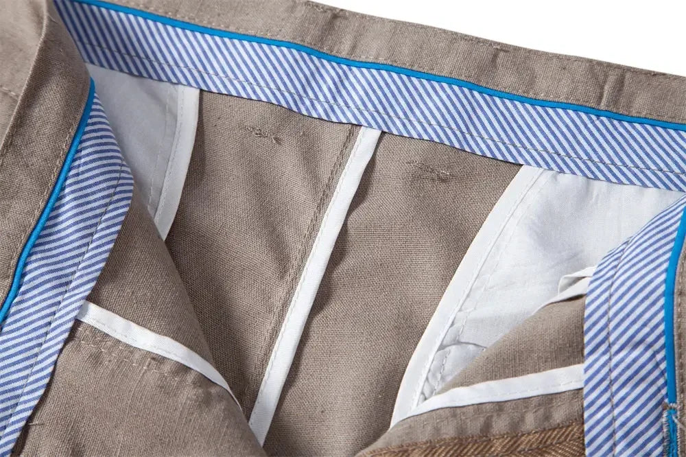 AIOPESON Men's Solid Colour Linen Long Pants - ShopHub