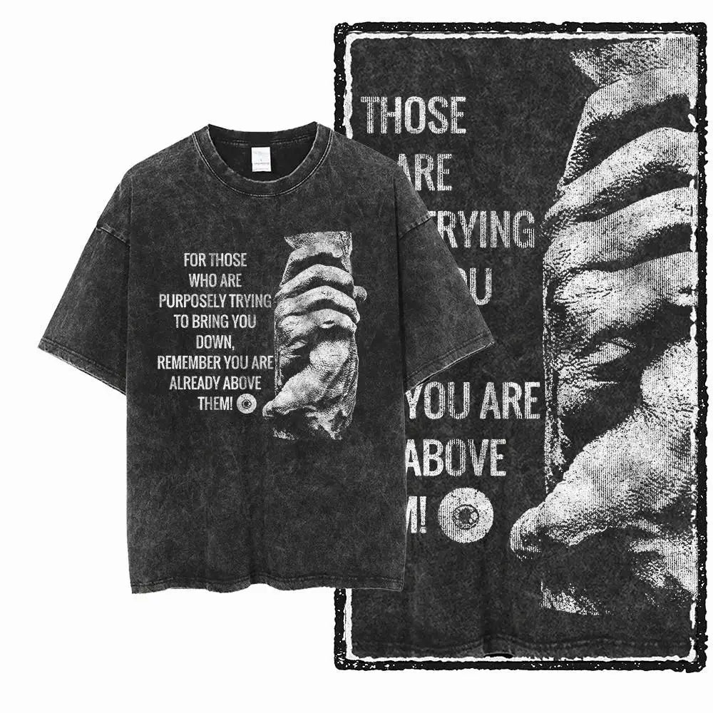G57 Exclusive 100% Cotton Cool Creative Graphic Men T-shirt | Acid Washed Streetwear Big Size Vintage O-neck Men's Tee Tshirt