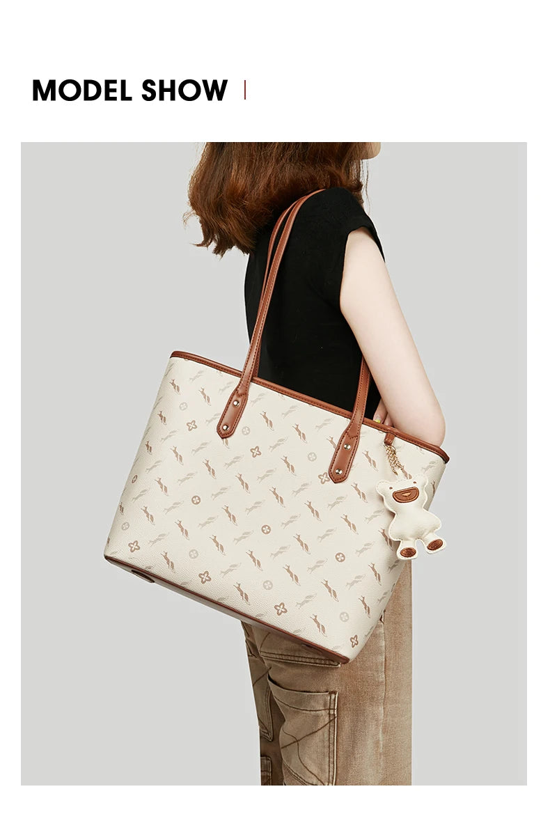 FOXER PU Leather Women Shoulder Bag Casual Female Handbag Large Capacity Tote Bag for Daily & Commute