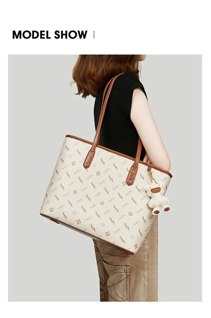 FOXER PU Leather Women Shoulder Bag Casual Female Handbag Large Capacity Tote Bag for Daily & Commute