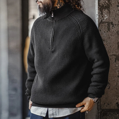 MADEN Cotton-Blend Half-Zip Sweater