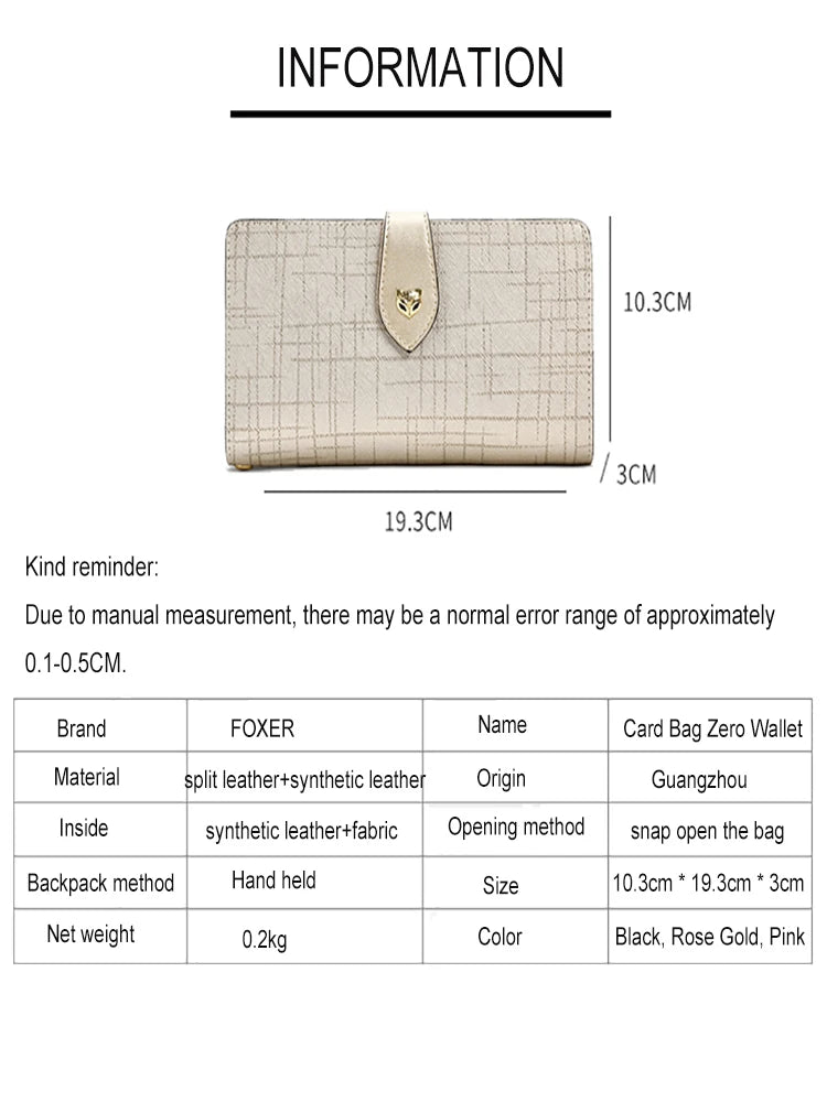 FOXER Split Leather Women's Long Clutch Wallet