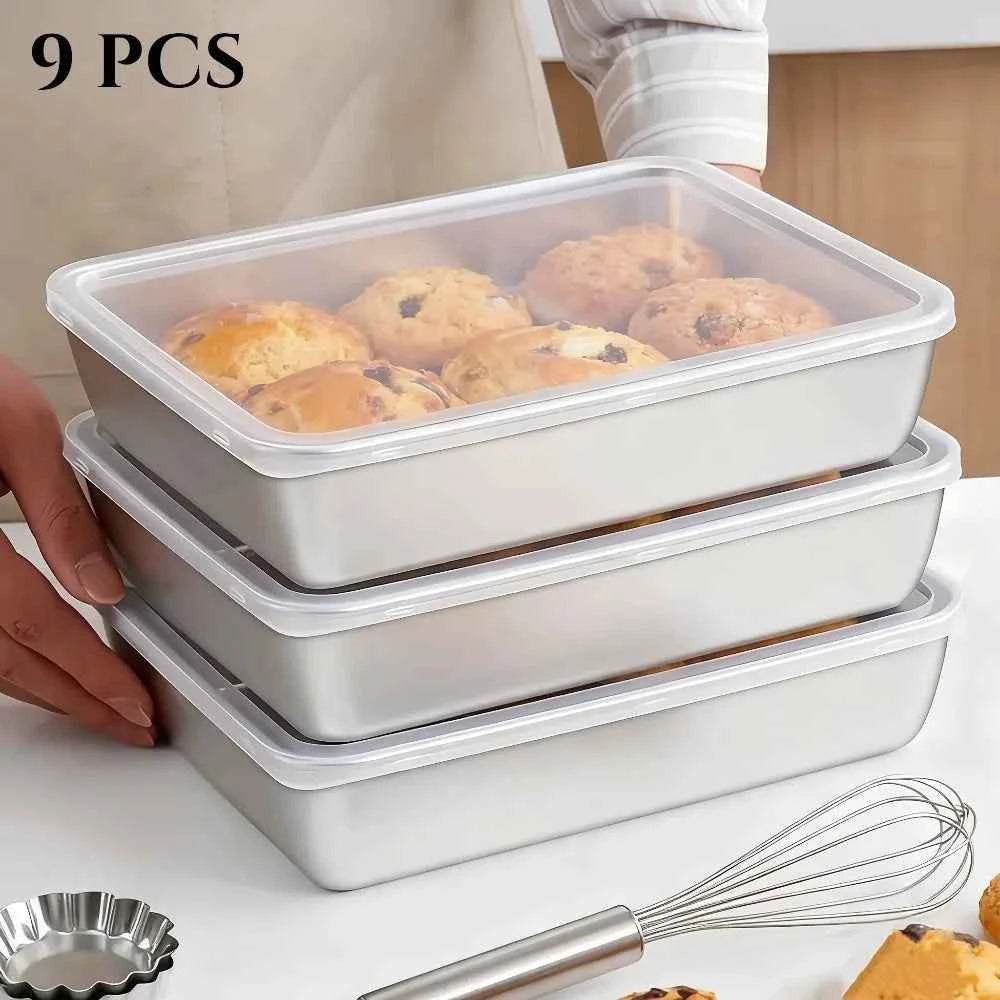 9-Piece Stackable Stainless Steel Baking Containers
