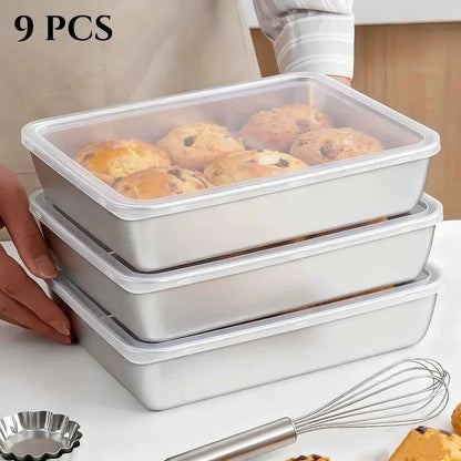 9-Piece Stackable Stainless Steel Baking Containers