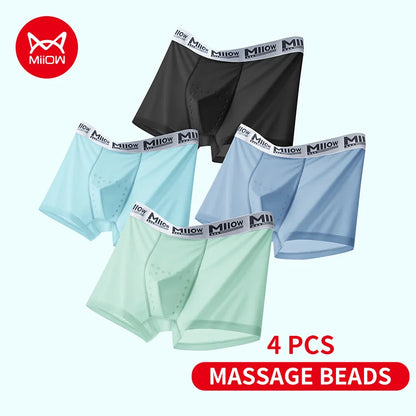 MiiOW Men's Ice Silk Underwear - 4Pcs Antibacterial Breathable Boxer Briefs