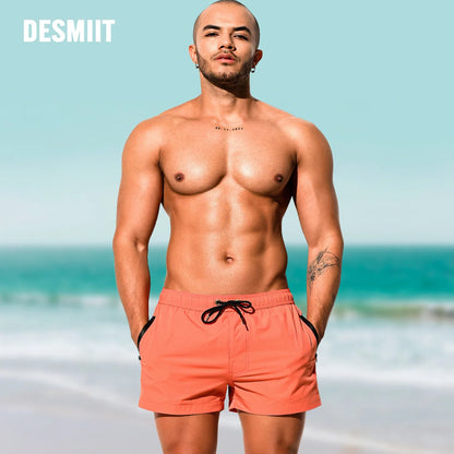 DESMIIT S47 Quick-Dry Swim Shorts with Zipper Pocket