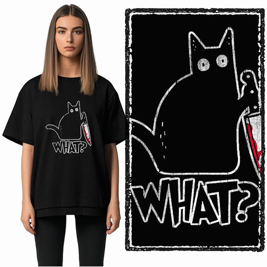 COOLMIND Cat Graphic T-Shirt | Women's Relaxed Black Tee