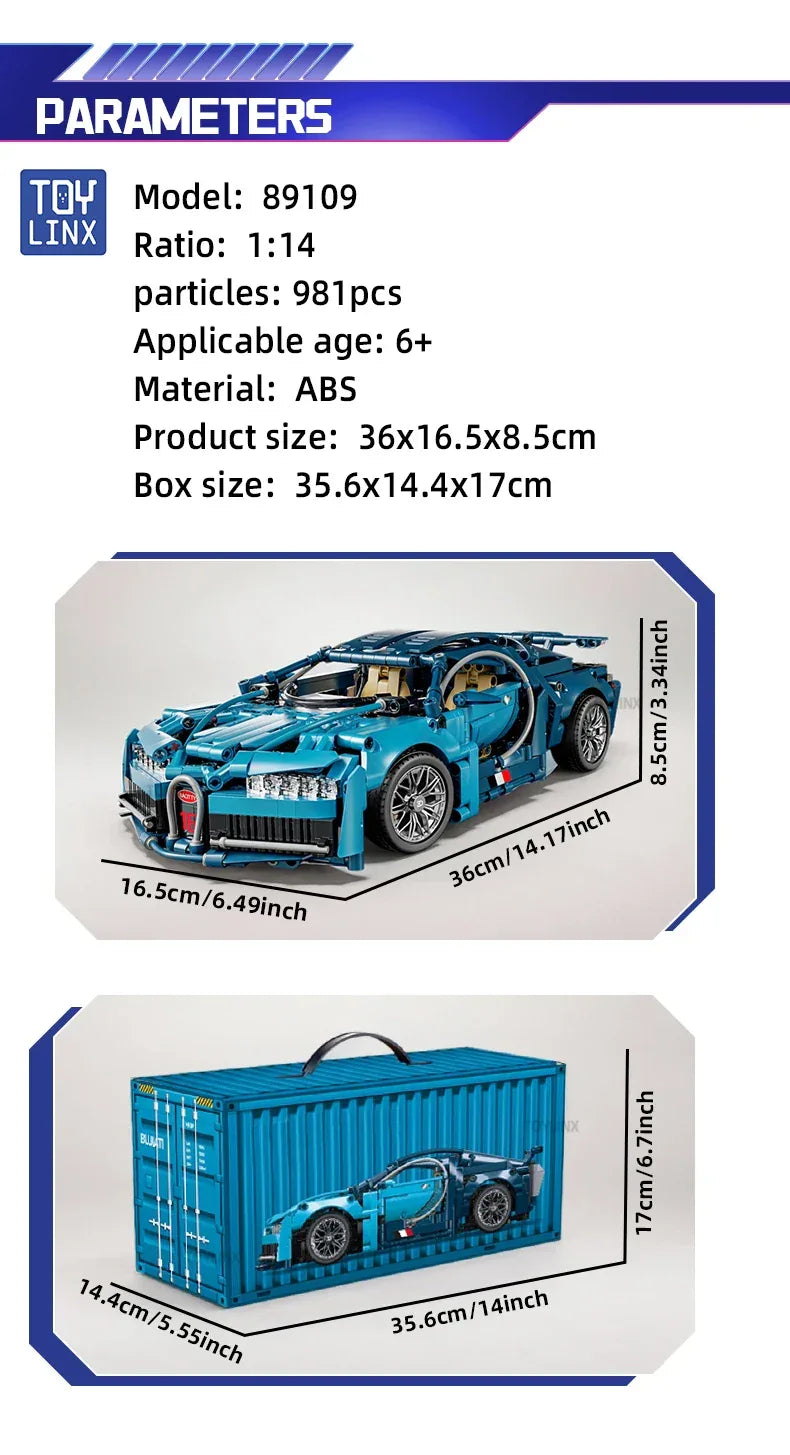 TOYLINX 1:14 Supercar Building Block Toy - ShopHub