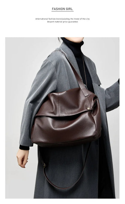 FOXER Genuine Leather Shoulder Bag for Women Large Capacity Handbag Female Casual Tote Bag Computer Bag Crossbody Purse as Gift