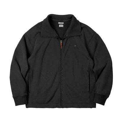 Maden Men's High Neck Warm Jacket Polar Fleece Lining Thickened Coat Casual Sports Style Cardigan Sweater Vintage Tennis Jacket