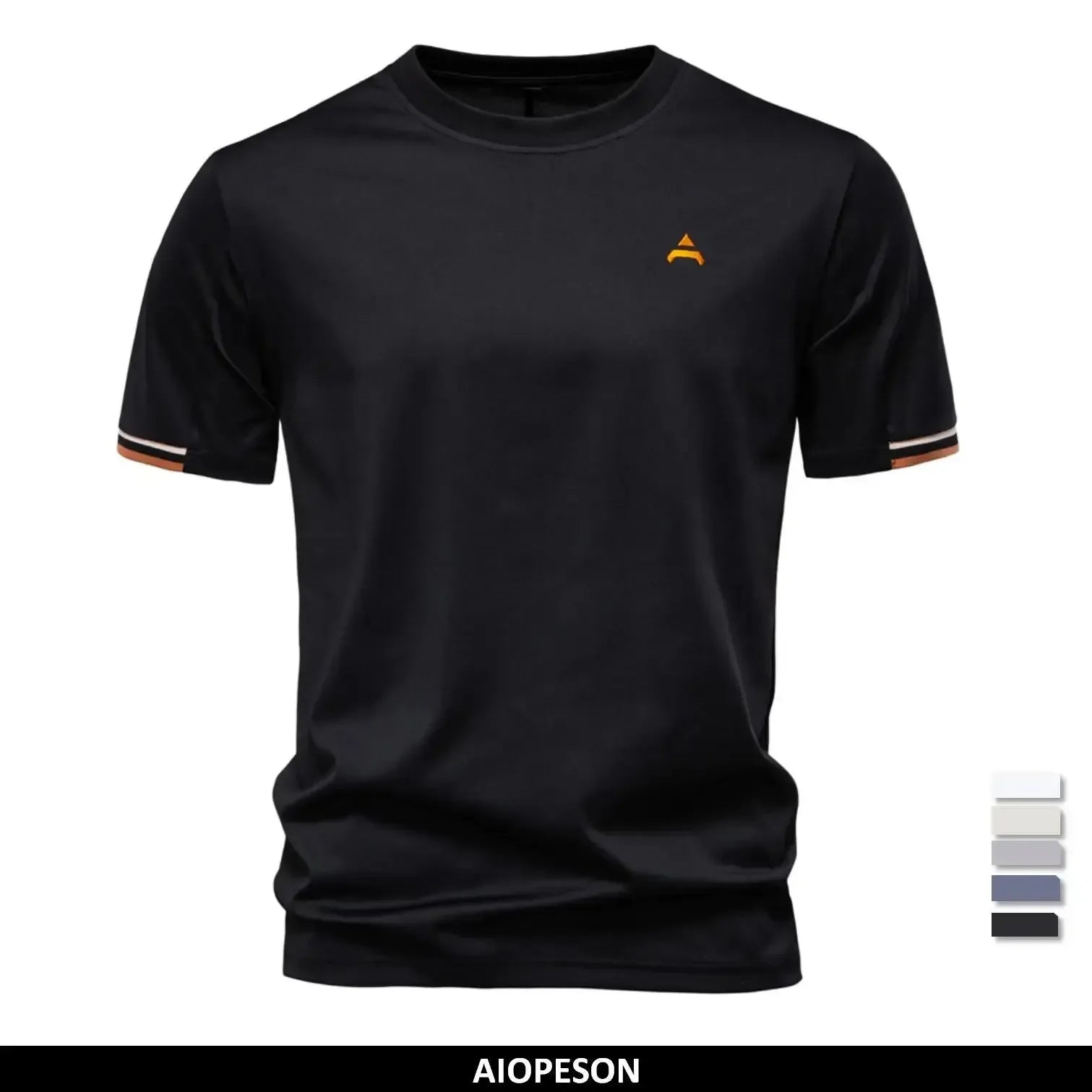 AIOPEAON Men's Solid Colour Sporty O-Neck T-Shirts - ShopHub