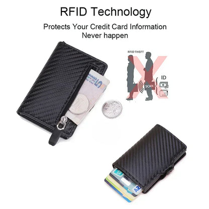 Rfid Blocking Credit Card Holders Money Clip Wallet Luxury Men Vallet Leather Metal Business Bank Cardholder Case Bifold Wallet