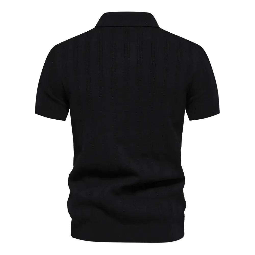 New Summer Ribbed Knit Polo Shirts - ShopHub
