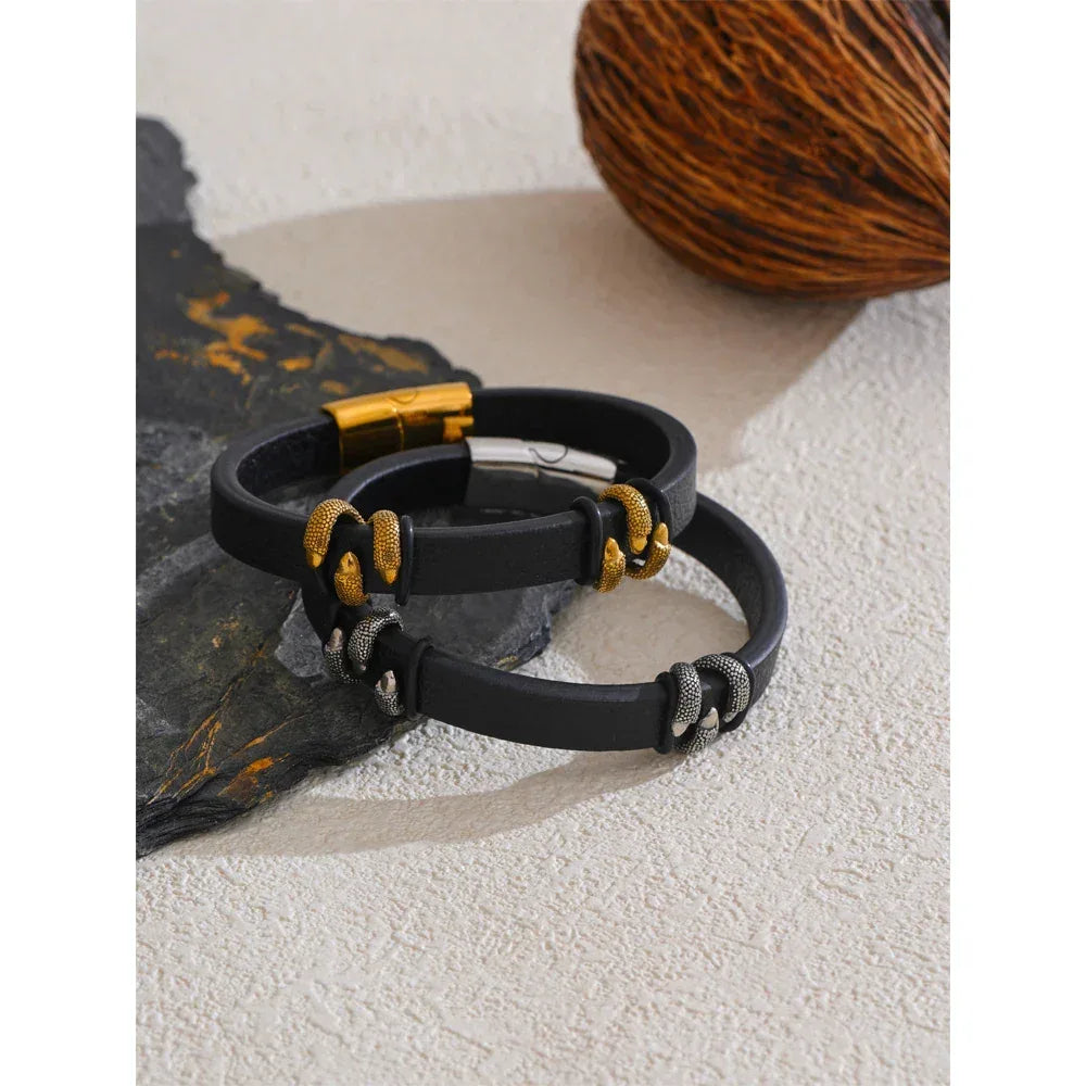 64mm Stylish Unique Leather Metal Claw Bracelet Bangle - ShopHub