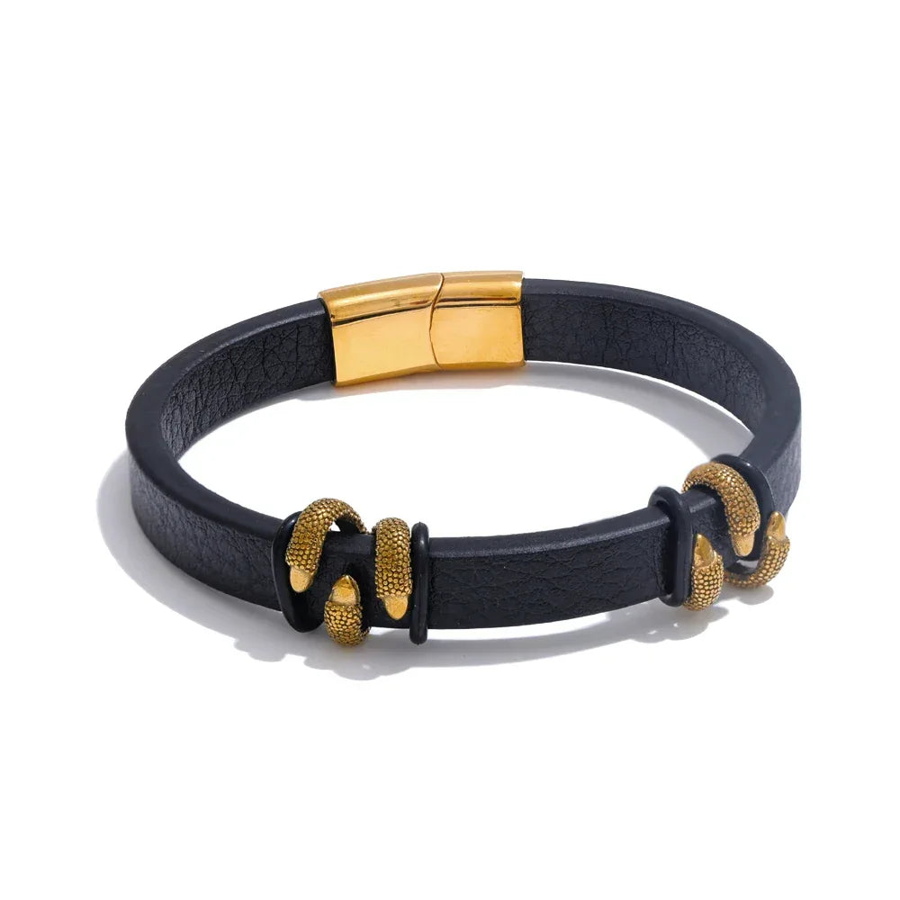 64mm Stylish Unique Leather Metal Claw Bracelet Bangle - ShopHub
