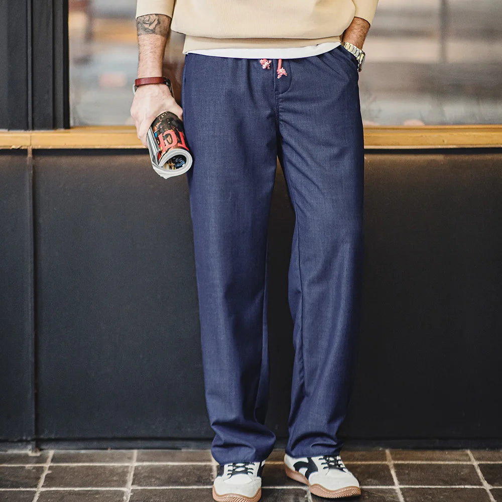 Maden Vintage Solid Colour Loose Casual Straight Pants