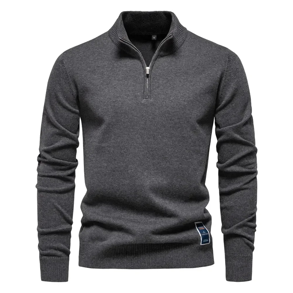 AIOPESON Men's Quarter Zip Cotton Pullover Sweaters - ShopHub