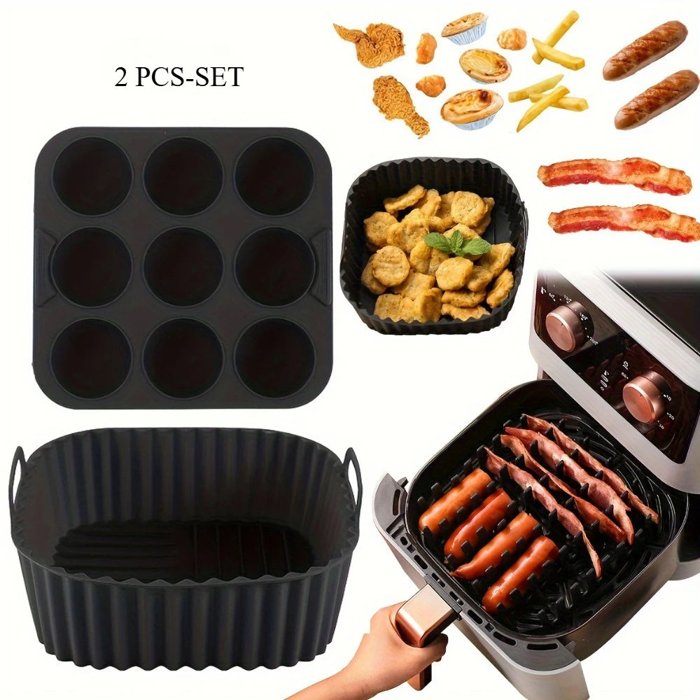 Premium Silicone Air Fryer Set - 9-Hole Cake Mold