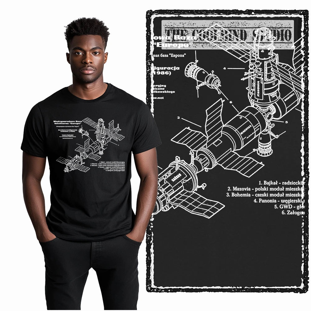 COOLMIND Z1149 Space Station Graphic Cotton Tee
