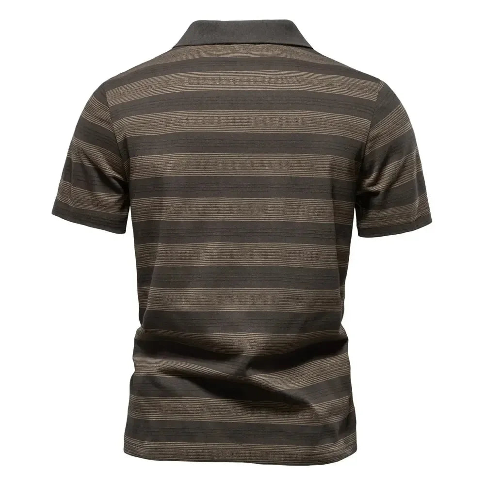 AIOPESON's Striped V Neck Cotton Polo Shirts - ShopHub