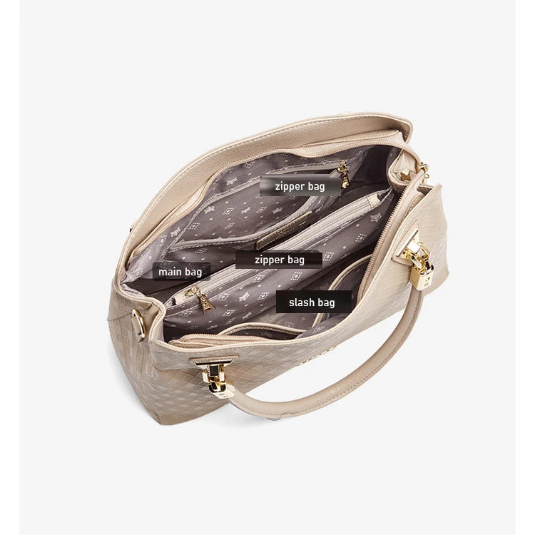 FOXER Lady's Handbag Genuine Leather 2026 Elegant Female Shoulder Bag Luxury Design Crossbody Bag Diamond Embossing Commute Work