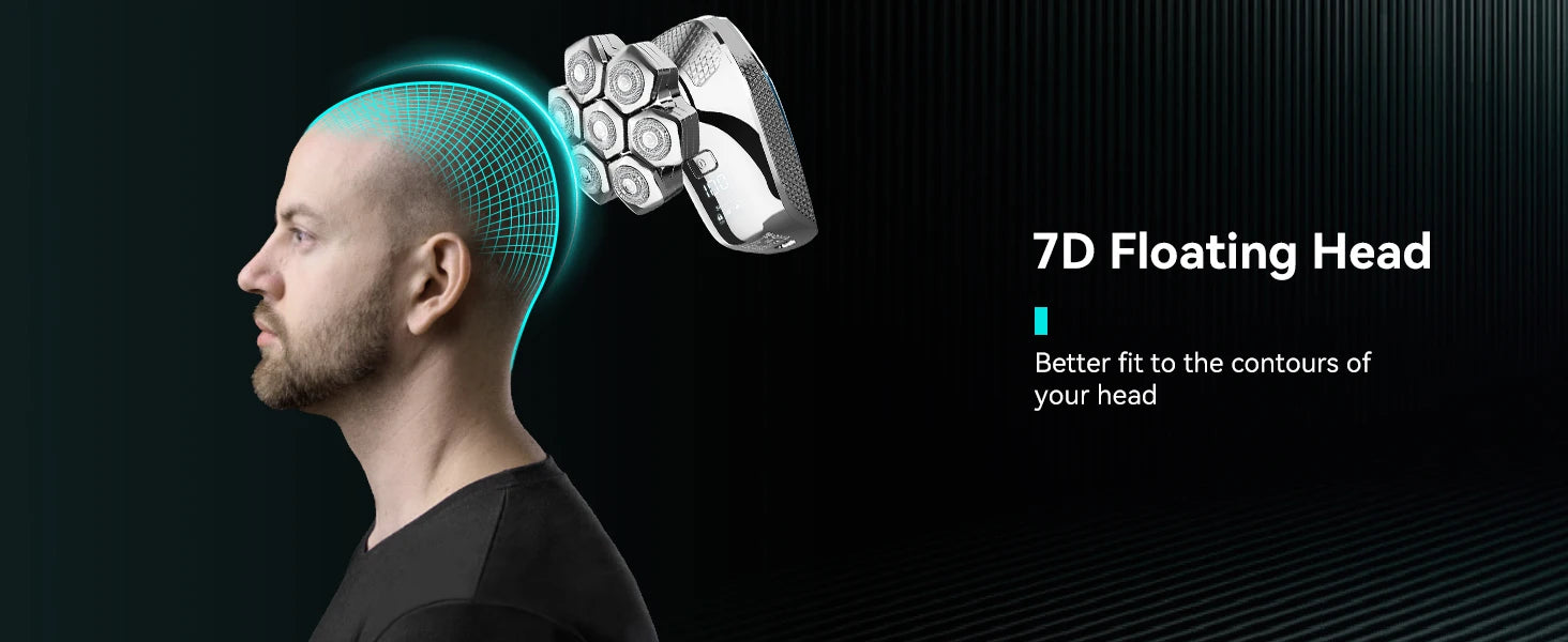 KENSEN 5-in-1 electric head shaver with magnetic 7D floating blade, designed for precise hair trimming and grooming.