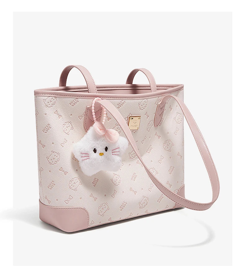 FOXER Summer New Women's Shoulder Bag PVC Leather Daily Tote Bag Female Commuting Purse Large Capacity Handbag for Everyday Use