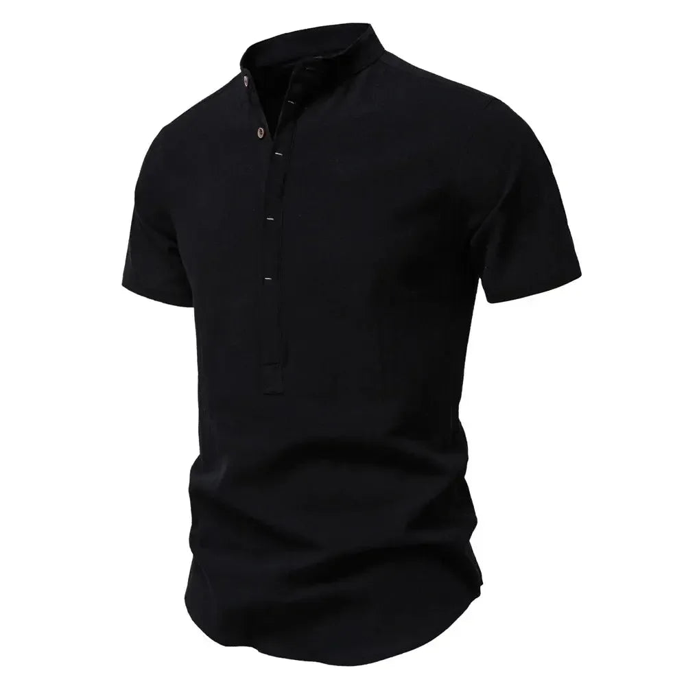 AIOPESON Men's Short Sleeve Linen Shirts - ShopHub