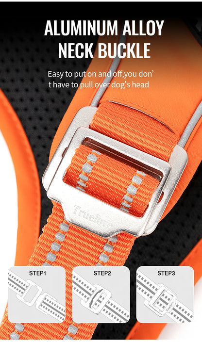 TRUE LOVE Pet Harness No Pull Nylon Reflective Dog Harness Adjustable Comfortable Control Step-in Brilliant Truelove TLH5654