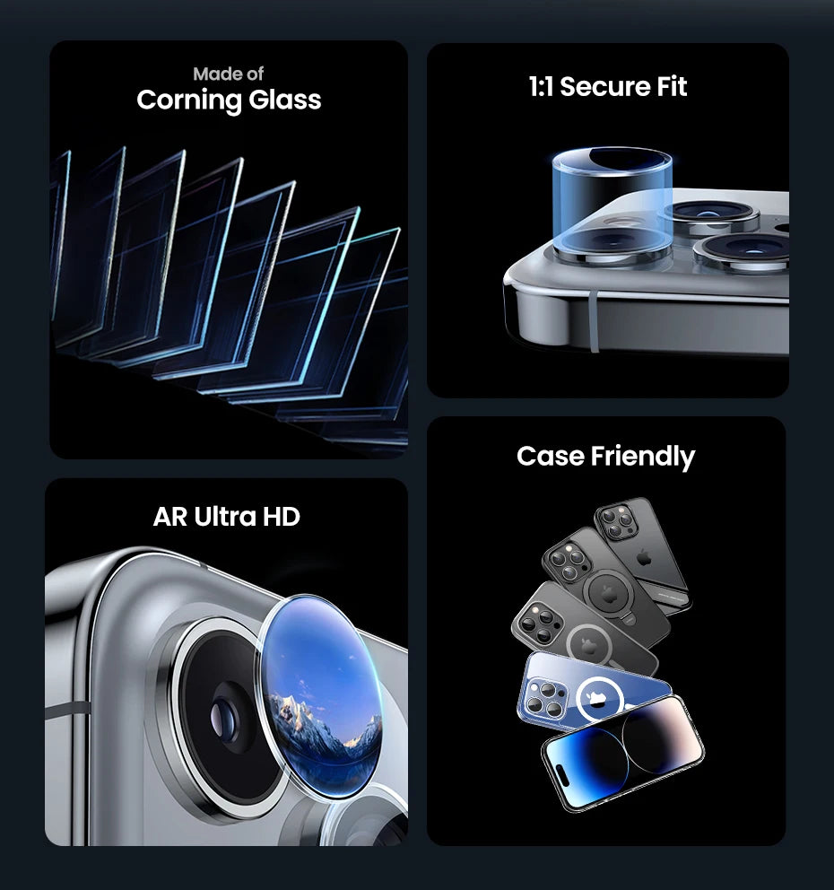 UGREEN Camera Lens Protector for iPhone 17 16 15 Pro Max Full Lens Glass for iPhone 15 Plus iPhone 17 Air 16 Protective Film