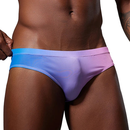 SEOBEAN Men's Trendy Triangle Underpants Sexy Tight Cartoon Style Gradient U Convex Pouch Tight Fit Pants