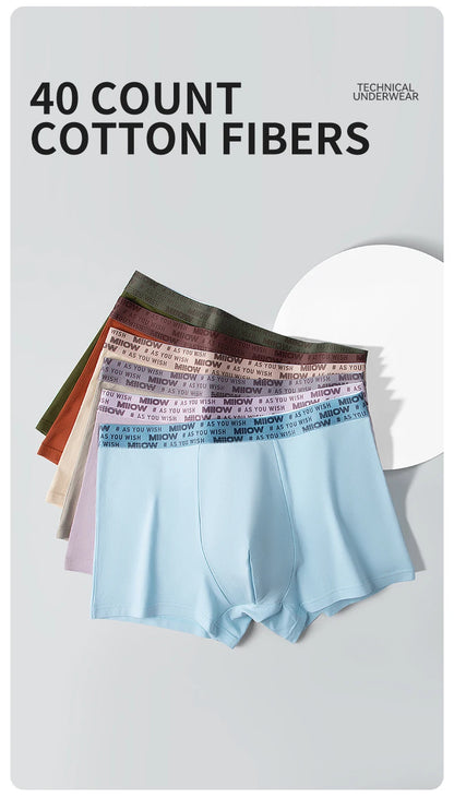 MiiOW Men's Antibacterial Cotton Underwear - 3Pcs Boxer Shorts