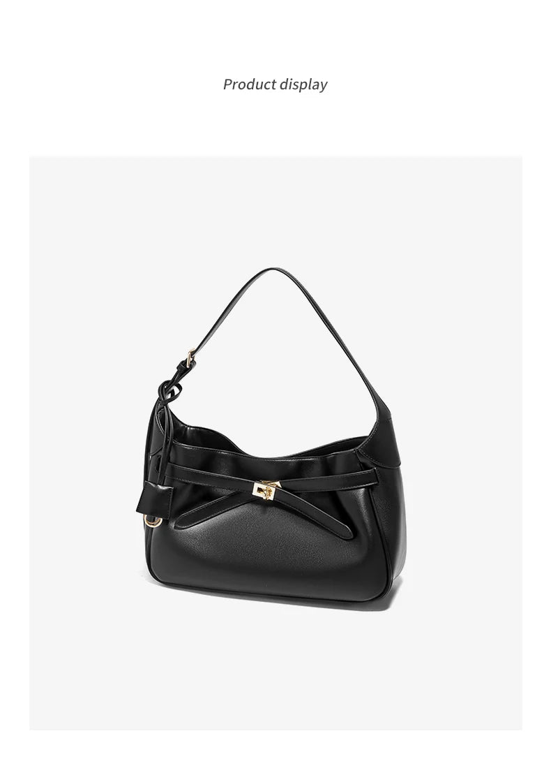 FOXER Women's Shoulder Bag Soft Artificial Leather Underarm Bag Large Capacity Lady Handbag Simple Daily Tote Bag Purse