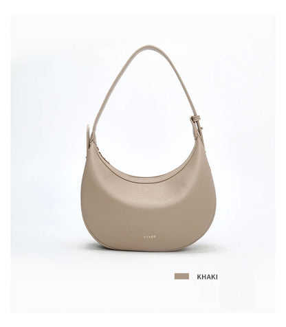 FOXER Women's Shoulder Bag PU Leather New Lady Crescent Underarm Bag Fashion Minimalist Crossbody Bag for Daily Casual Outfit