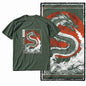 G28 Army Green Cotton Cool Dragon Graphic Men T-shirt |  Streetwear Big Size Vintage O-neck men's Tee Tshirt
