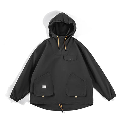 Maden Casual Outdoor Multi-pocket Hooded Men's Jackets Spring Fall Loose Windbreak Parka Ginger Climbing Outerwear Track Jacket