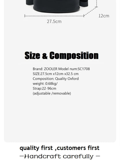 New Oxford &Leather Female Aesthetic Backpack School Bags Luxury Designer for Girls Women Backpacks Travel Light Weight - SC1708
