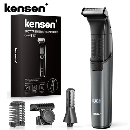 KENSEN S15 Electric Trimmer - Dual-sided Blade IPX6 Waterproof Body Hair Razor & Beard Trimmer 2 in 1 for Men