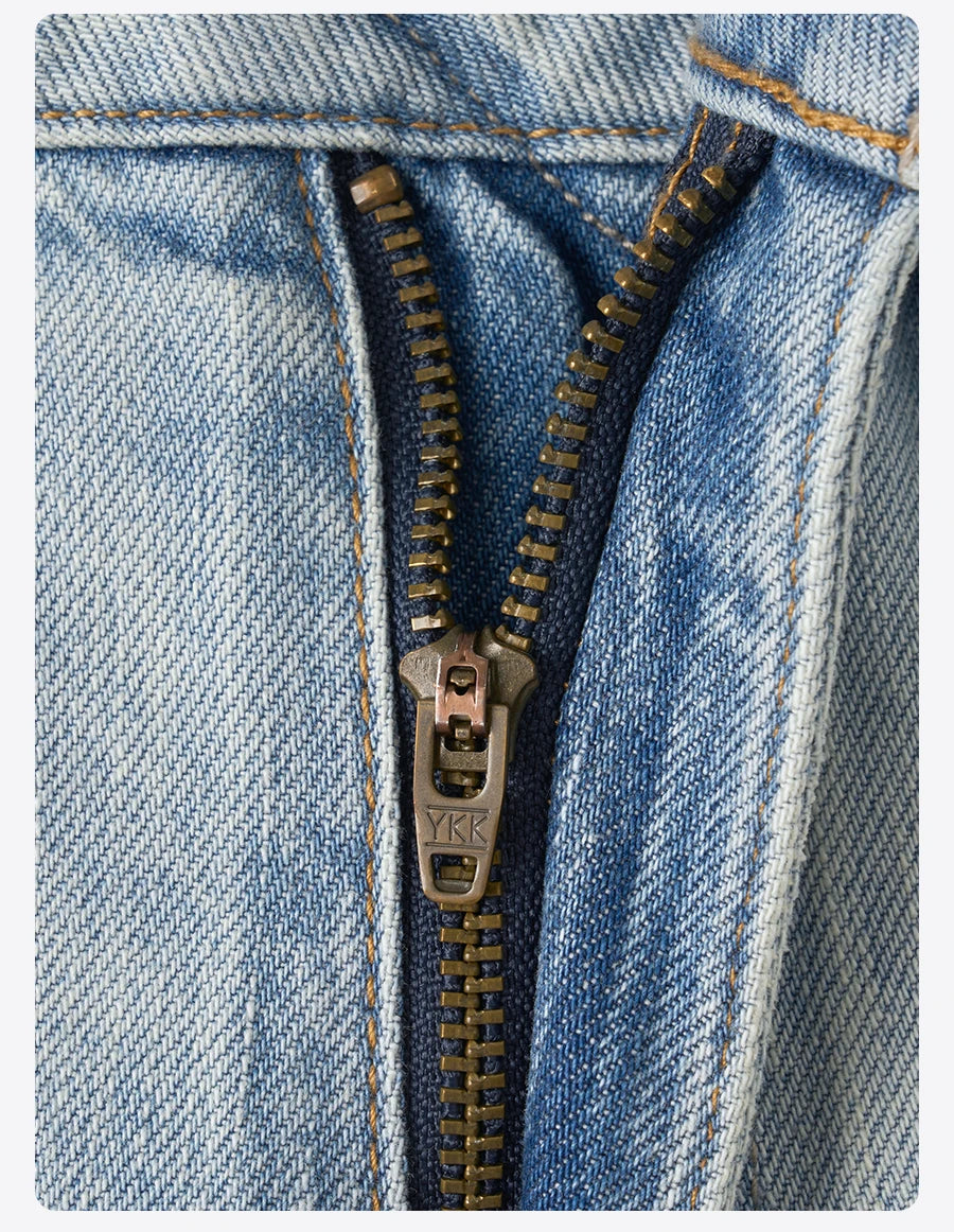 SIMWOOD 2026 Autumn Winter New Loose Straight 13oz 100% Cotton Fabric Jeans Men Washed Vintage Classical Denim Trousers